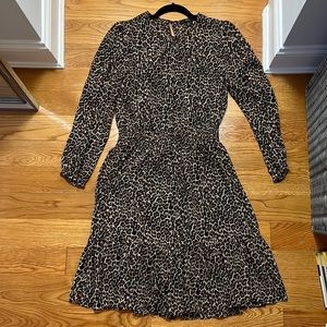 J.Crew Cinched Waist Leopard Dress in Chiffon Size XS